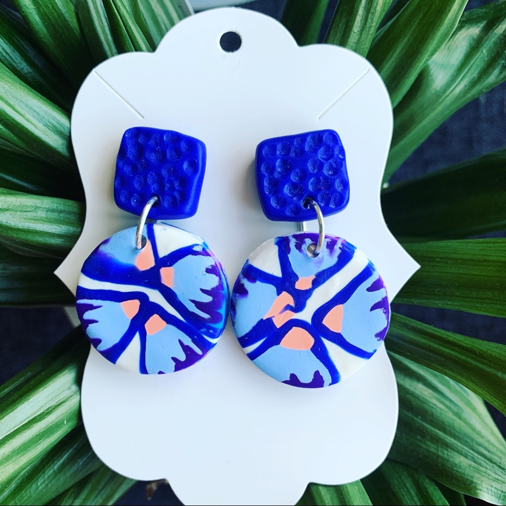 Hand Sculpted Polymer Clay Statement Earrings
